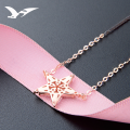 wholesale S925 Silver Jewelry, Lucky Star Pendant Choker Necklace for Women, with Inlaid Zircon and Rose Gold Plated Chain Set-0-2