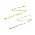 wholesale 9K Gold Jewelry, Korean Popular Pearl Long Earrings for Women, Minimalist Style Ear Thread-0-5