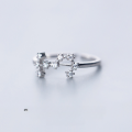 wholesale S925 Silver Zodiac Sign Open Ring for Women, Korean Style Minimalist Diamond-Accented Single Ring J5582-0-12