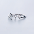 wholesale S925 Silver Zodiac Sign Open Ring for Women, Korean Style Minimalist Diamond-Accented Single Ring J5582-0-13
