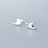 wholesale Sterling Silver Stud Earrings Women Japanese Minimalist Fashion Small Flying Dragon Cute Unique Anime Animal Earrings Jewelry G2011-S925 silver pair - rose gold 925 silver