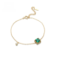wholesale 9K/14K Gold Emerald Zircon Bracelet for Women, Korean Style Light Luxury Jewelry Accessories, Wholesale on Taobao-0-0