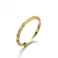 wholesale 14K Gold Japanese-style Light Jewelry Baroque Embossed Zirconia Ring Women's Minimalist Stacking Ring-0-0