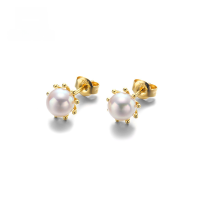 wholesale 9K Gold Korean Fashion OL Freshwater Pearl Earrings, Song Hye-kyo Same Style Light Bulb Earrings-9K gold natural pearl earrings