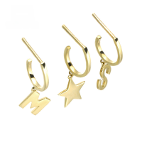 wholesale 9K Gold Yili Light Luxury Super Unique Star Letter Earrings for Women, Elegant and Versatile Three-Piece Set, Available Individually-9K Gold Letter S Earrings - Single 9K Gold