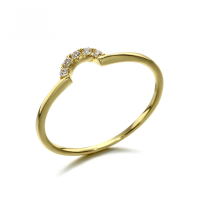 wholesale 9K gold Japanese-inspired lightweight luxury jewelry, stackable and versatile semi-circle ring for women, minimalist jewelry wholesale-9K stacked half-round zircon ring>9#