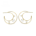 wholesale 9K Gold Japanese-style Light Jewelry Simple Moon C-shaped Hoop Earrings with Natural Pearl Unique Stud Earrings Manufacturer Wholesale-0-0