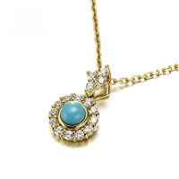 wholesale 9K Gold Natural Turquoise Dynamic Pendant for Women, Simple and Fashionable OL Necklace, Yili K Gold Jewelry, In Stock-Natural Turquoise Pendant - In Stock  9K Gold