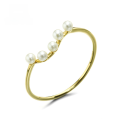 wholesale 9K gold combination stackable ring with a new minimalist retro natural pearl wave design-0-0