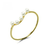 wholesale 9K gold combination stackable ring with a new minimalist retro natural pearl wave design-Vintage Wave 9K Gold Ring>15#
