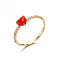 wholesale 14K gold-plated artificial resin heart ring for women, minimalist small red heart elegant peach ring for drop shipping-0-0
