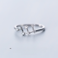 wholesale S925 Silver Zodiac Sign Open Ring for Women, Korean Style Minimalist Diamond-Accented Single Ring J5582-0-10