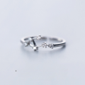 wholesale S925 Silver Zodiac Sign Open Ring for Women, Korean Style Minimalist Diamond-Accented Single Ring J5582-0-11