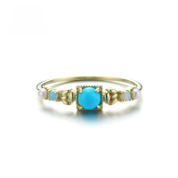 wholesale 9/14K Gold Pearl Opal Turquoise Ethnic Style Ring Wholesale-9K Gold--Spot 12#