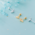 wholesale Sterling Silver S925 Ear Studs for Women Korean Style Small Fresh Diamond Inlaid Heart Sweet Screw Ear Accessories Two-Way Wear G2024-0-3