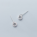 wholesale S925 Silver Ear Studs Women Japanese Style Minimalist Diamond-Encrusted Round Geometric Hollow-Out Ear Accessories E9707-0-1