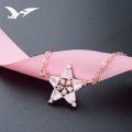 wholesale S925 Silver Jewelry, Lucky Star Pendant Choker Necklace for Women, with Inlaid Zircon and Rose Gold Plated Chain Set-0-1
