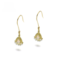 wholesale 9K Gold New Natural Pearl Synthetic Opal Earrings for Women, Vintage Minimalist Teardrop Earrings-Synthetic Opal Natural Pearl Earrings>9K Yellow