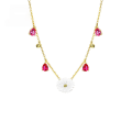 wholesale 9K gold jewelry shell flower zirconia tassel drop necklace collarbone chain women creative spring new wholesale-0-0