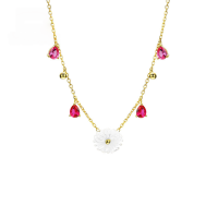 wholesale 9K gold jewelry shell flower zirconia tassel drop necklace collarbone chain women creative spring new wholesale-Samatha Shell Flower Necklace>9K Gold