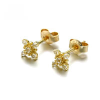 wholesale 9K Gold Japanese-style Luxury Jewelry Earrings, Ultra-Delicate Mini Stud Earrings for Women, White Topaz Earrings Available for Wholesale-9K White Topaz Earrings 9K