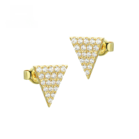 wholesale 9K Gold Full Diamond Triangle Stud Earring Single for Women, Same Style Zircon Earring Source Factory One-Piece Drop Shipping-Triangular Zircon Earrings with Full Diamonds—Single 9K Gold