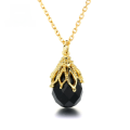 wholesale 9K Gold Natural Black Agate Pendant Women's Retro Luxury Minimalist Necklace Yili Jewelry Wholesale-0-0
