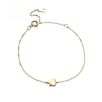 wholesale 9K Gold Simple and Versatile Diamond Small Heart Bracelet for Women, Korean Version New Heart Jewelry-9K Gold Heart Bracelet 18mm