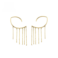 wholesale 9K Gold New Korean-style Fashion Pendant Earrings for Women, Long Elegant Tassel Design, Artistry Jewelry Versatile Gold Ear Accessories-Customizable 14k