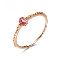 wholesale 9K Gold Japanese and Korean-style lightweight jewelry minimalist versatile natural pink tourmaline stacking ring for women-9K Rose Gold Pink Tourmaline Ring  Size 12
