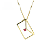wholesale 9K Japanese-style jewelry: Mizuhara Kiko ruby necklace, Saeko love letter pendant chain for women, from the original manufacturer-A love letter necklace 9K