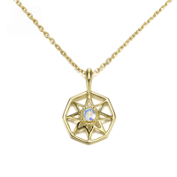 wholesale 14K Gold Faceted Moonstone Pendant for Women, Light Luxury Style Minimalist Round Disk Small Necklace Jewelry-Faceted Moonlight Delicate Small Pendant>9K Gold--In Stock