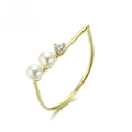 wholesale 9K Gold Sweet and Unique Natural Pearl U-Shaped Ring for Women, Fashionable OL Jewelry New Style-0-0