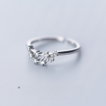 wholesale S925 Silver Zodiac Sign Open Ring for Women, Korean Style Minimalist Diamond-Accented Single Ring J5582-0-14