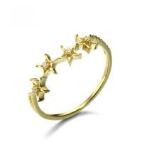 wholesale 9K gold wholesale star ring for women with zirconia, Korean-style ins five-point star ring-9K Gold Star Ring>10#