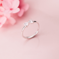 wholesale Sterling Silver S925 Women's Korean Style Simple Sweet Diamond Inlaid Bow Minimalist Fresh youthful Heart Ring Jewelry J5589-0-3