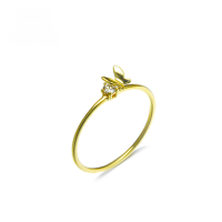 wholesale 9K gold jewelry set, Deepa Kyouko style flower and butterfly zircon ring and necklace, new collection-9K Gold Butterfly Zircon Ring>14#