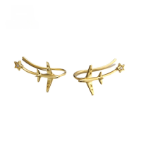 wholesale 9K Gold Japanese-style Light Jewelry Cute Small Airplane Diamond Ear Clip Earrings Cartoon Simple and Personalized Ear Accessories-Airplane Ear Clip - Single 9K Gold