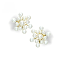 wholesale 14K Gold Exaggerated Floral Earrings with Natural Freshwater Pearls, Versatile Firework Design New Earring Style-Scattered Flower Pearl Earrings 14K Gold--In Stock