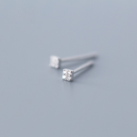 wholesale S925 silver earrings for women, Korean and Japanese style, minimalist and fresh square stud earrings with diamond accents, fashionable women's ear accessories G2289-S925 silver earrings gold>925 silver