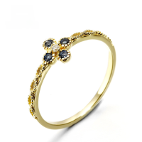 wholesale Metal material first: new 9K Baroque relief finely crafted ring for women, natural sapphire four-leaf clover ring, accessory-9K Seiko Sapphire Ring 13#