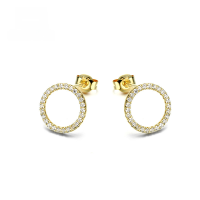wholesale 9K gold super versatile minimalist fashion OL circle basic earrings for women, zircon stud earrings, single piece sold, non-fading-Basic Hoop Earrings>9K Gold