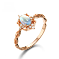 wholesale 9K/14K Gold Vintage Court-Style Natural Moonstone Ring for Women, Versatile and Elegant-0-0