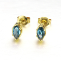 wholesale 9K Gold New Topaz Stud Earrings for Women Natural Gemstone Earrings Source Factory Yili Jewelry-0-0