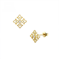 wholesale 9/14K Gold Japanese Light Luxury Jewelry Cross Hollow-out Baroque Minimalist Zircon Earrings-0-0