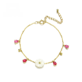 wholesale 9K Solid Gold Dainty Shell Flower Bracelet for Women, Korean-style Versatile Fringe Hand Jewelry-0-0