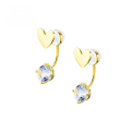 wholesale 9K Gold Japanese Light Luxury Small Heart Natural Topaz Simple and Exquisite Stud Earrings for Women, New Arrival-0-0