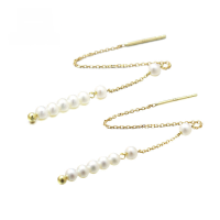 wholesale 9K Gold Jewelry, Korean Popular Pearl Long Earrings for Women, Minimalist Style Ear Thread-9K gold pearl earrings