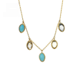 wholesale 9K Gold with Natural Gemstone Marquise Pendant Necklace, Women's Same Style Larimar Collarbone Chain-0-0