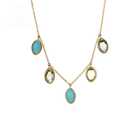 wholesale 9K Gold with Natural Gemstone Marquise Pendant Necklace, Women's Same Style Larimar Collarbone Chain-Agete Marquis Eye Necklace 9K Gold
